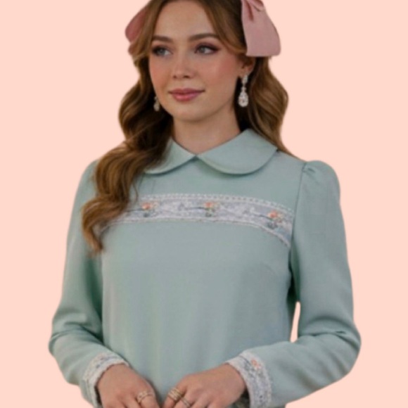 1960s Vicky Vaughn Babydoll Mint Blue Green Mini Dress Size XS- S Coquette - Picture 2 of 14